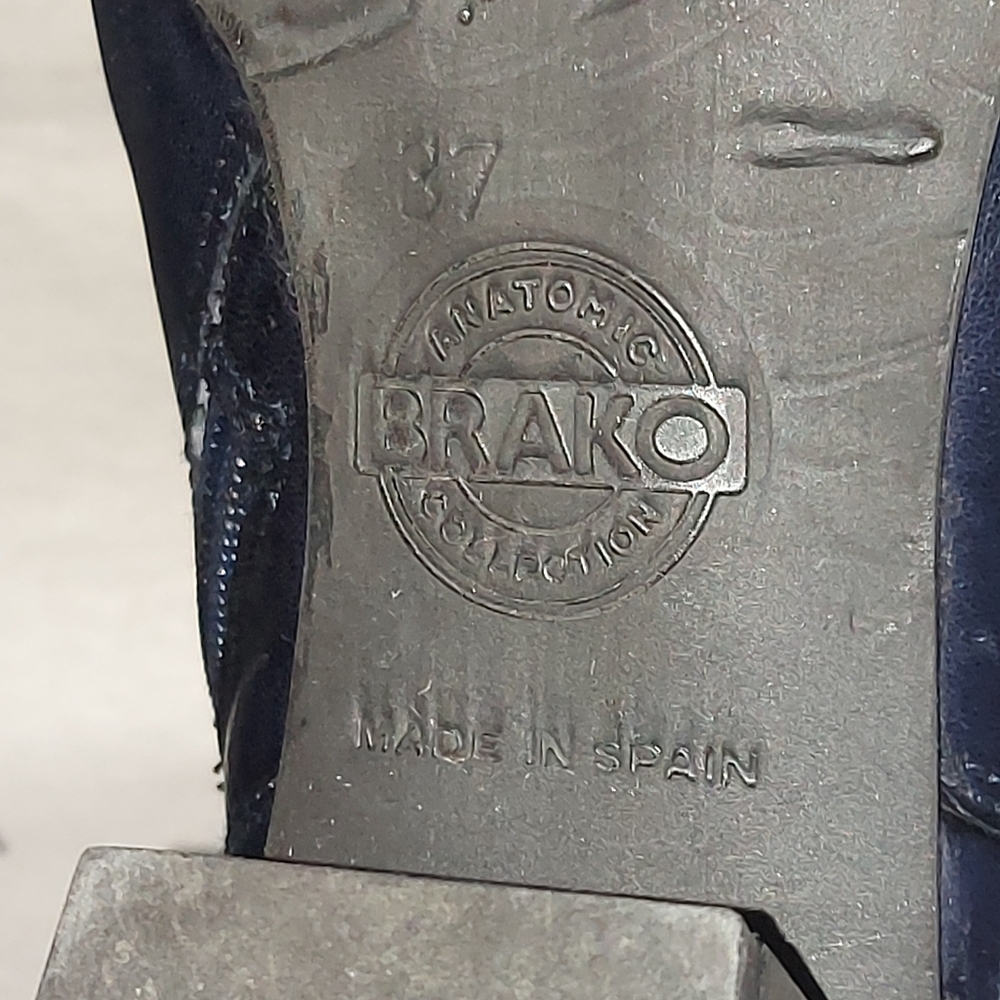 Brako Anatomic Comfy Ankle Boot Adjustable Back Tie Block Heel Dark Navy Leather - Picture 9 of 12